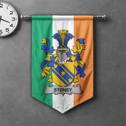 ScotsTee Shop Irish Stoney Clan Coat of Arms Irish Tartan Gonfalon Flag