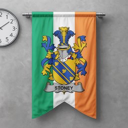 ScotsTee Shop Irish Stoney Clan Coat of Arms Irish Tartan Gonfalon Flag