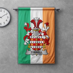 ScotsTee Shop Irish Tyrrell or Terrell Clan Coat of Arms Irish Tartan Gonfalon Flag