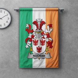 ScotsTee Shop Irish Noonan or O'Noonan Clan Coat of Arms Irish Tartan Gonfalon Flag