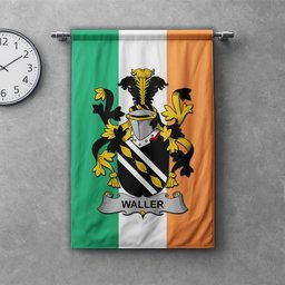 ScotsTee Shop Irish Waller Clan Coat of Arms Irish Tartan Gonfalon Flag
