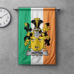 ScotsTee Shop Irish Wotton Clan Coat of Arms Irish Tartan Gonfalon Flag