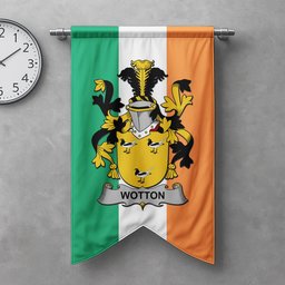 ScotsTee Shop Irish Wotton Clan Coat of Arms Irish Tartan Gonfalon Flag