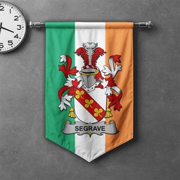 ScotsTee Shop Irish Segrave Clan Coat of Arms Irish Tartan Gonfalon Flag