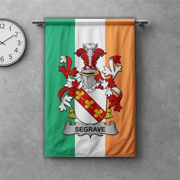 ScotsTee Shop Irish Segrave Clan Coat of Arms Irish Tartan Gonfalon Flag
