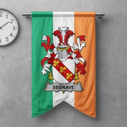 ScotsTee Shop Irish Segrave Clan Coat of Arms Irish Tartan Gonfalon Flag