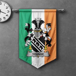 ScotsTee Shop Irish Younge Clan Coat of Arms Irish Tartan Gonfalon Flag