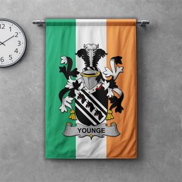 ScotsTee Shop Irish Younge Clan Coat of Arms Irish Tartan Gonfalon Flag