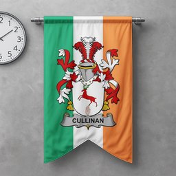 ScotsTee Shop Irish Cullinan or O'Cullinane Clan Coat of Arms Irish Tartan Gonfalon Flag