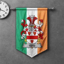 ScotsTee Shop Irish Toto Clan Coat of Arms Irish Tartan Gonfalon Flag