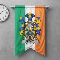 ScotsTee Shop Irish Reeves Clan Coat of Arms Irish Tartan Gonfalon Flag
