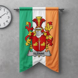 ScotsTee Shop Irish Sloane Clan Coat of Arms Irish Tartan Gonfalon Flag