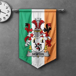 ScotsTee Shop Irish Newton Clan Coat of Arms Irish Tartan Gonfalon Flag