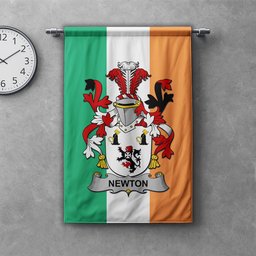 ScotsTee Shop Irish Newton Clan Coat of Arms Irish Tartan Gonfalon Flag