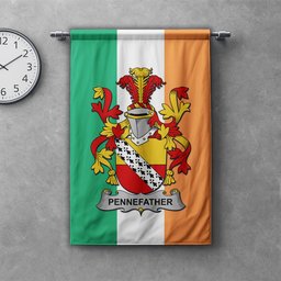 ScotsTee Shop Irish Pennefather Clan Coat of Arms Irish Tartan Gonfalon Flag