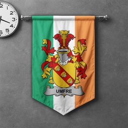 ScotsTee Shop Irish Umfre Clan Coat of Arms Irish Tartan Gonfalon Flag