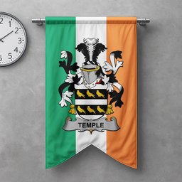 ScotsTee Shop Irish Temple Clan Coat of Arms Irish Tartan Gonfalon Flag
