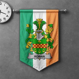 ScotsTee Shop Irish Rowan Clan Coat of Arms Irish Tartan Gonfalon Flag