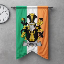 ScotsTee Shop Irish Towers Clan Coat of Arms Irish Tartan Gonfalon Flag