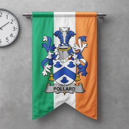 ScotsTee Shop Irish Pollard Clan Coat of Arms Irish Tartan Gonfalon Flag