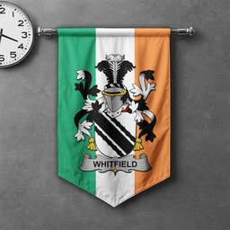 ScotsTee Shop Irish Whitfield Clan Coat of Arms Irish Tartan Gonfalon Flag
