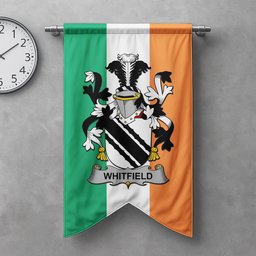 ScotsTee Shop Irish Whitfield Clan Coat of Arms Irish Tartan Gonfalon Flag