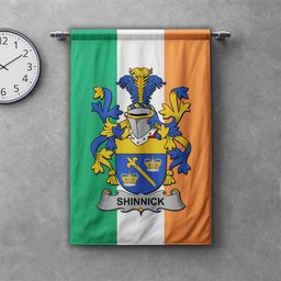 ScotsTee Shop Irish Shinnick Clan Coat of Arms Irish Tartan Gonfalon Flag