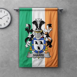 ScotsTee Shop Irish Sharpe Clan Coat of Arms Irish Tartan Gonfalon Flag
