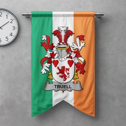 ScotsTee Shop Irish Truell Clan Coat of Arms Irish Tartan Gonfalon Flag