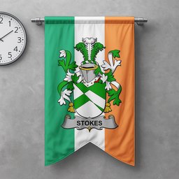 ScotsTee Shop Irish Stokes Clan Coat of Arms Irish Tartan Gonfalon Flag