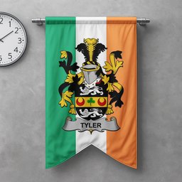 ScotsTee Shop Irish Tyler Clan Coat of Arms Irish Tartan Gonfalon Flag