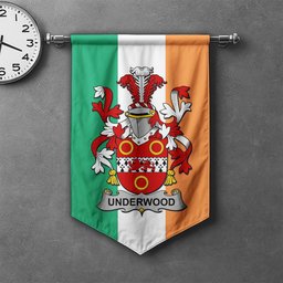 ScotsTee Shop Irish Underwood Clan Coat of Arms Irish Tartan Gonfalon Flag