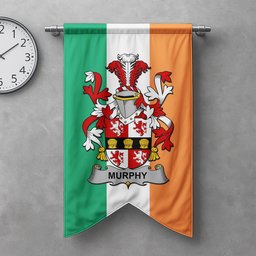 ScotsTee Shop Irish Murphy (Muskerry) Clan Coat of Arms Irish Tartan Gonfalon Flag