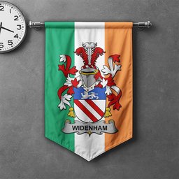 ScotsTee Shop Irish Widenham Clan Coat of Arms Irish Tartan Gonfalon Flag