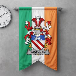 ScotsTee Shop Irish Widenham Clan Coat of Arms Irish Tartan Gonfalon Flag