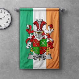 ScotsTee Shop Irish Naghten or O'Naghten Clan Coat of Arms Irish Tartan Gonfalon Flag