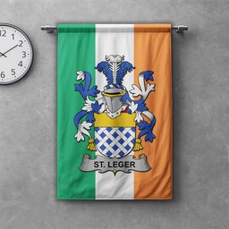 ScotsTee Shop Irish St.Leger Clan Coat of Arms Irish Tartan Gonfalon Flag