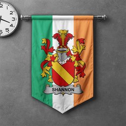ScotsTee Shop Irish Shannon Clan Coat of Arms Irish Tartan Gonfalon Flag