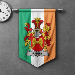 ScotsTee Shop Irish Rainey Clan Coat of Arms Irish Tartan Gonfalon Flag