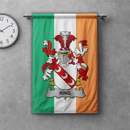 ScotsTee Shop Irish Ring or O'Ring Clan Coat of Arms Irish Tartan Gonfalon Flag