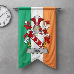ScotsTee Shop Irish Ring or O'Ring Clan Coat of Arms Irish Tartan Gonfalon Flag