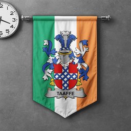 ScotsTee Shop Irish Taaffe Clan Coat of Arms Irish Tartan Gonfalon Flag