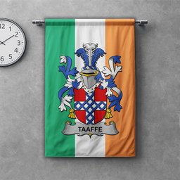 ScotsTee Shop Irish Taaffe Clan Coat of Arms Irish Tartan Gonfalon Flag