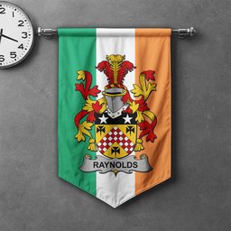 ScotsTee Shop Irish Raynolds Clan Coat of Arms Irish Tartan Gonfalon Flag