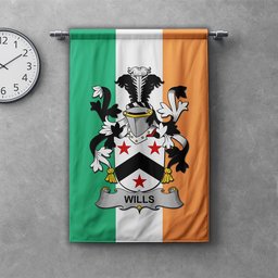 ScotsTee Shop Irish Wills Clan Coat of Arms Irish Tartan Gonfalon Flag