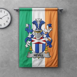 ScotsTee Shop Irish Nevill or Neville Clan Coat of Arms Irish Tartan Gonfalon Flag