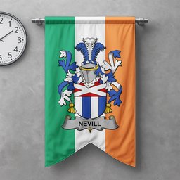 ScotsTee Shop Irish Nevill or Neville Clan Coat of Arms Irish Tartan Gonfalon Flag