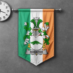 ScotsTee Shop Irish Rossiter Clan Coat of Arms Irish Tartan Gonfalon Flag