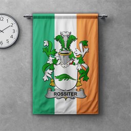 ScotsTee Shop Irish Rossiter Clan Coat of Arms Irish Tartan Gonfalon Flag
