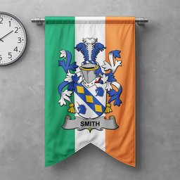 ScotsTee Shop Irish Smith or Smyth Clan Coat of Arms Irish Tartan Gonfalon Flag